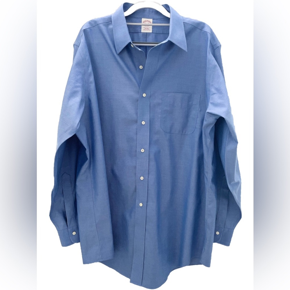 Brooks Brothers Dress Shirt Long Sleeve Button Down Men 16.5 34 Blue 100% Cotton